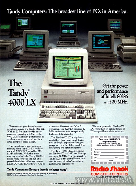 Tandy Computers: The broadest line of PCs in America.
The Tandy 4000 LX
Get th