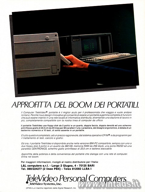 APPROFITTA DEL BOOM DEI PORTATILI
Il Computer TeleVideo portatile  il miglior