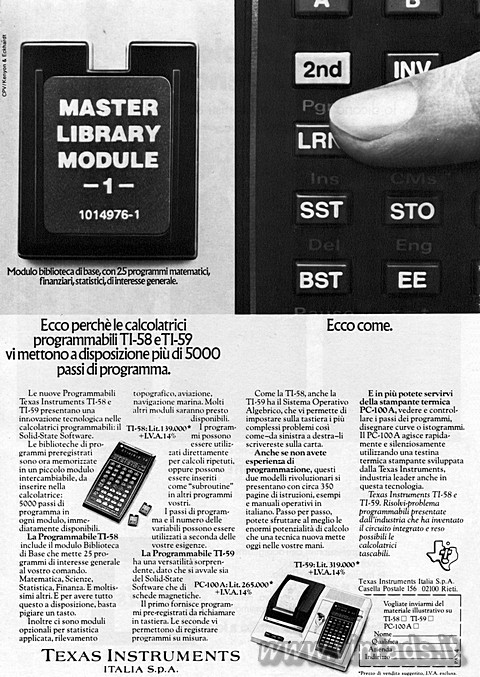 Ecco perchè le calcolatrici programmabili TI-58 eTI-59 vi mettono a disposizion