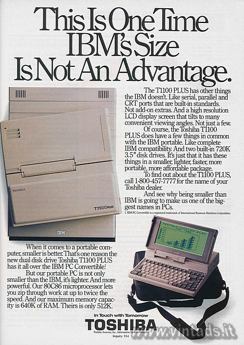 This Is One time
IBMs Size
Is Not An Advantage.
When it comes to a portable 