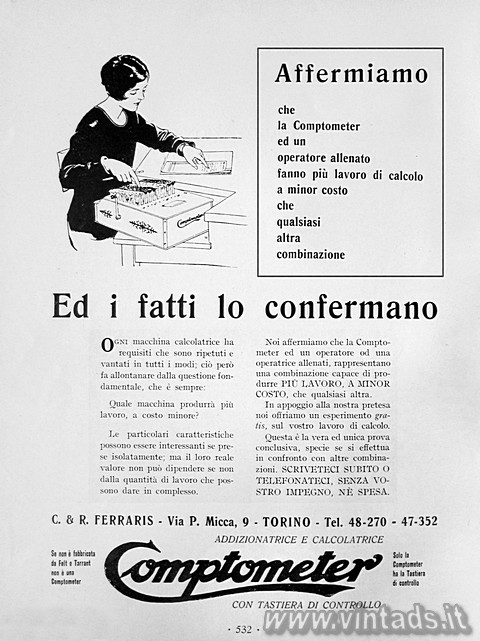 Affermiamo che la Comptometer ed un operatore alle