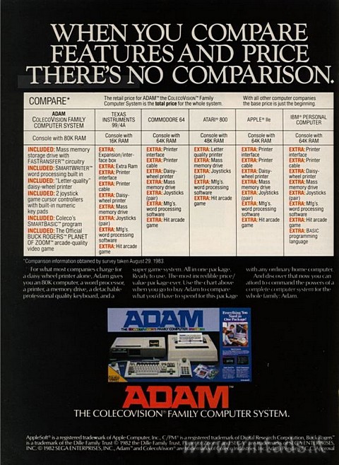 NOW COMMAND THE POWERS OF ADAM. AND PROGRAM YOUR FUTURE.
ADAM
THE COLECOVISION