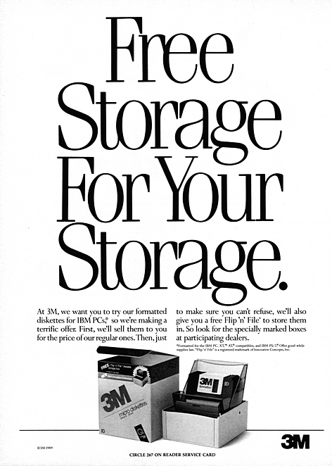 Free storage for your storage.
At 3M, we want you to try our formatted diskette