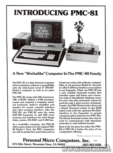 INTRODUCING PMC-81
A New "Workalike" Computer In The PMC-80 Family
The