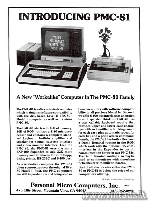 INTRODUCING PMC-81
A New "Workalike" Computer In The PMC-80 Family
The