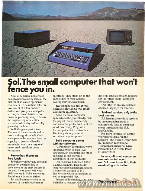 Sol: The small computer that won't fence you in.
A lot of semantic nonsense