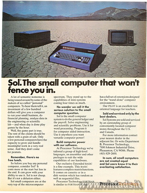 Sol: The small computer that won't fence you in.
A lot of semantic nonsense