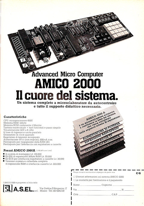 AMICO 2000
Il cuore del sistema.
Un sistema completo a microelaboratore da aut