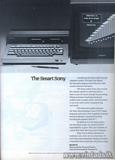 The Smart Sony
Introducing the Sony small business computer system. The Sony th