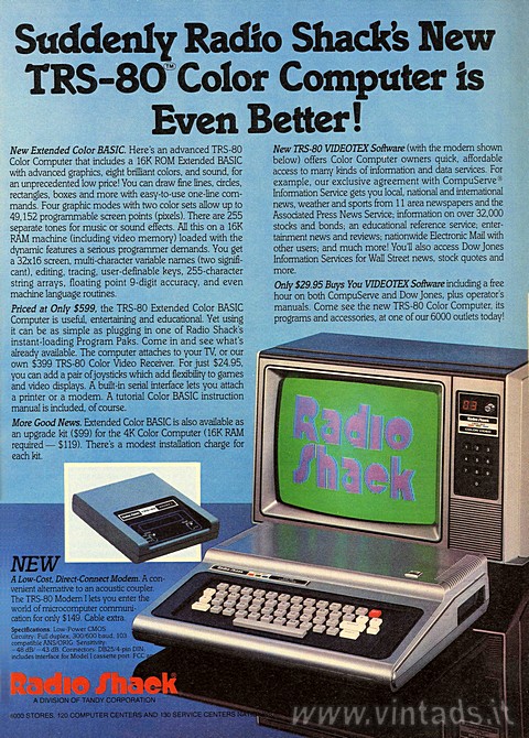 Suddenly Radio Shack's New TRS-8O Color Computer is Even Better!
New Extend