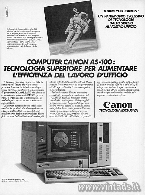 COMPUTER CANON AS-100:
TECNOLOGIA SUPERIORE PER AUMENTARE
L'EFFICIENZA DEL