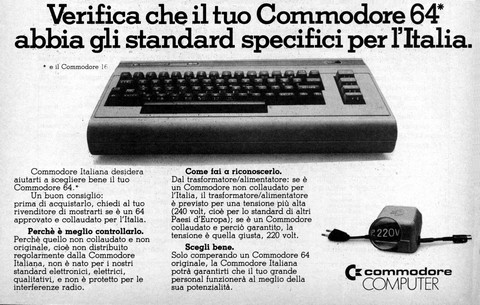 Verifica che il tuo Commodore 64* abbia gli standard specifici per l'Italia.