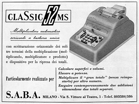 CLASSIC 52 MS
Moltiplicatore automatico scrivente