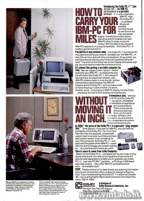 How to carry your ibm-pc for miles without moving it an inch

Introducing the 