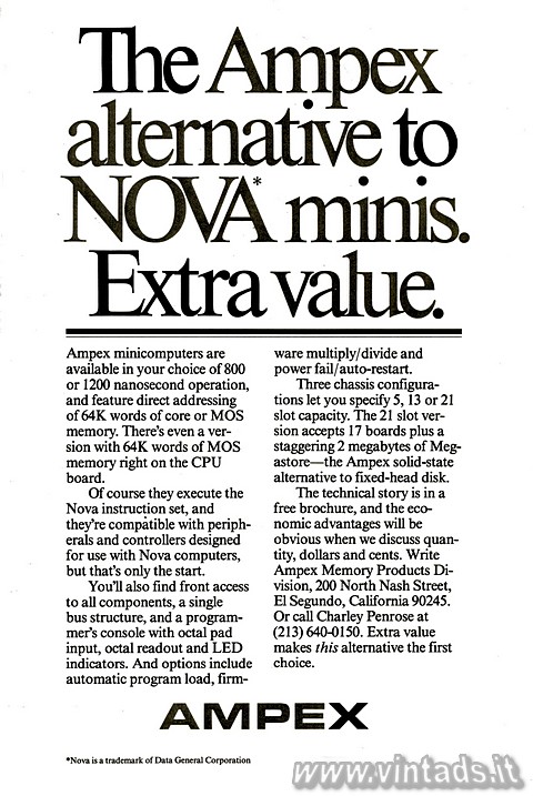 The Ampex alternative to NOVA* minis. Extra value.