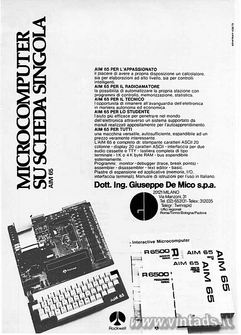 2013x2800 JPG microcomputer su scheda singola AIM 65
AIM 65 PER L'APPASSIONATO
il piac