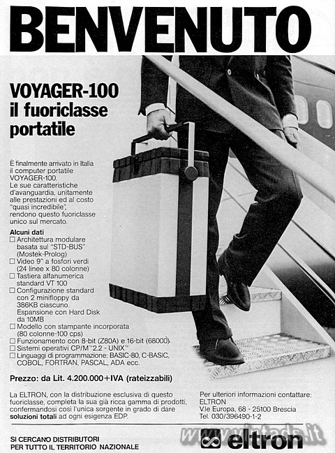 BENVENUTO
VOYAGER-100
il fuoriclasse portatile
