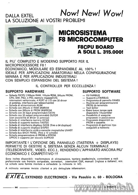 Now! New! Wow!
DALLA EXTEL LA SOLUZIONE AI VOSTRI PROBLEMI
MICROSISTEMA F8 MIC