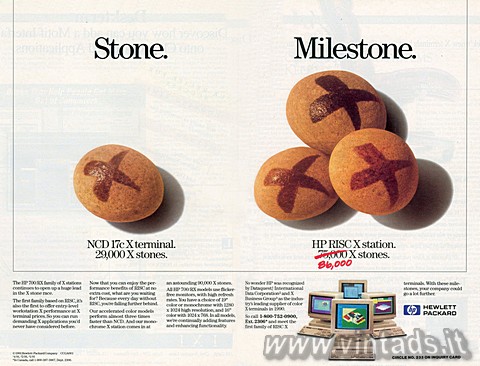 Stone.	Milestone.
NCD 17c X terminal. 29,000 X stones.
HP RISC X station. 8600