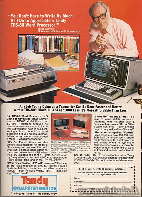 "You Don't Have to Write As Much As I Do to Appreciate a Tandy TRS-80 Wo