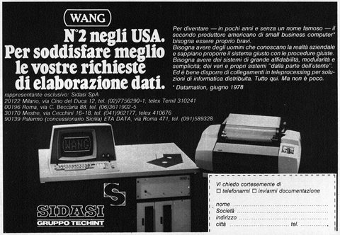 WANG

N2 negli USA.
Per soddisfare meglio le vostre richieste di elaborazion