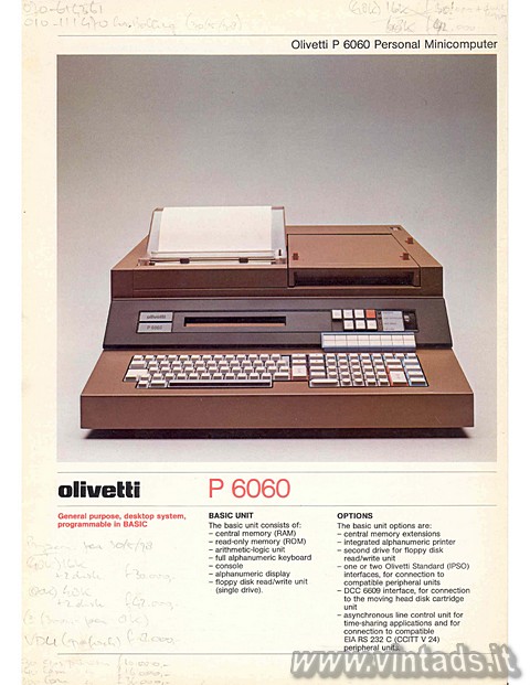 Olivetti P 6060 Personal Minicomputer
Olivetti P 