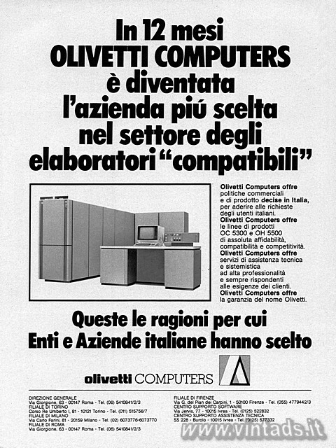 In 12 mesi OLIVETTI COMPUTERS  diventata l'azienda pi scelta nel settore d