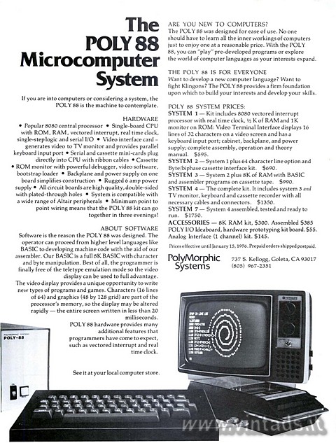 The
POLY 88
Microcomputer
System
If you are into computers or considering a 