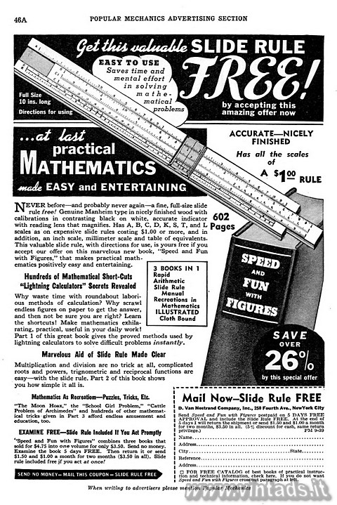 Get this valuable SLIDE RULE free
by accepting th