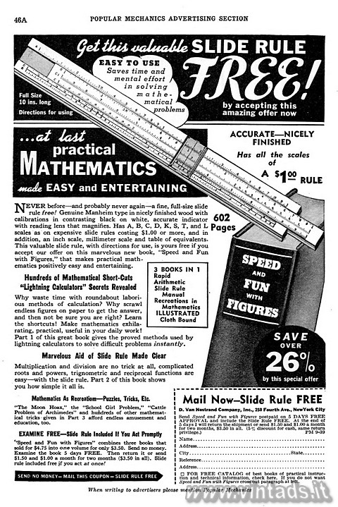 Get this valuable SLIDE RULE free
by accepting th