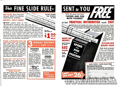 THIS FINE SLIDE RULE sent to you FREE
EASY TO USE Saves time and mental effort 