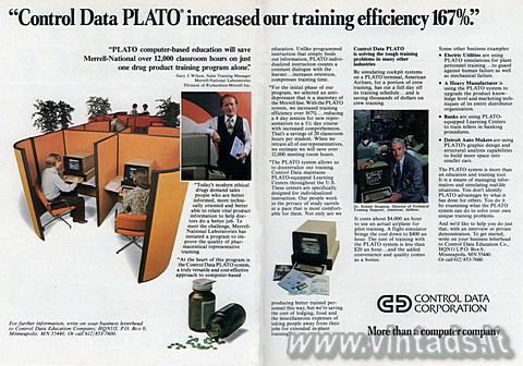 Control Data PLATO increased our training efficency 167%
PLATO computer-base