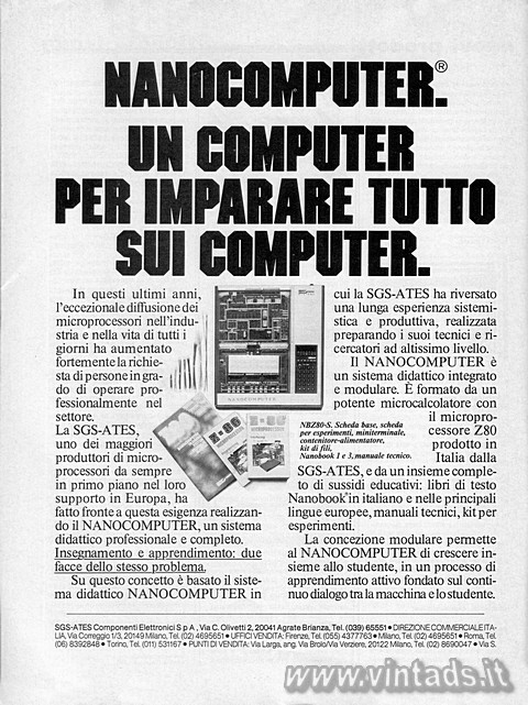 NANOCOMPUTER:
UN COMPUTER PER IMPARARE TUTTO SUI COMPUTER.
In questi ultimi an