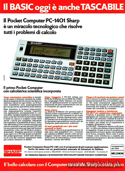 Il BASIC oggi è anche TASCABILE

II Pocket Computer PC-1401 Sharp è un miracol