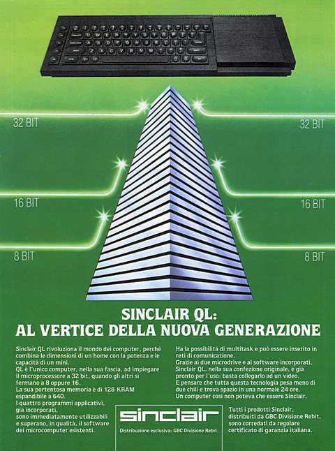 SINCLAIR QL:
AL VERTICE DELLA NUOVA GENERAZIONE
Sinclair QL rivoluziona il mon