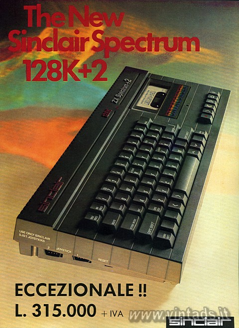 The new Sinclair Spectrum 128K+2
ECCEZIONALE !!
L. 315.000 + IVA
sinclair
