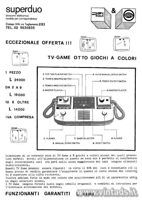 superduo
divisione elettronica 
vendita per corrispondenza
Cislago (VA) via T