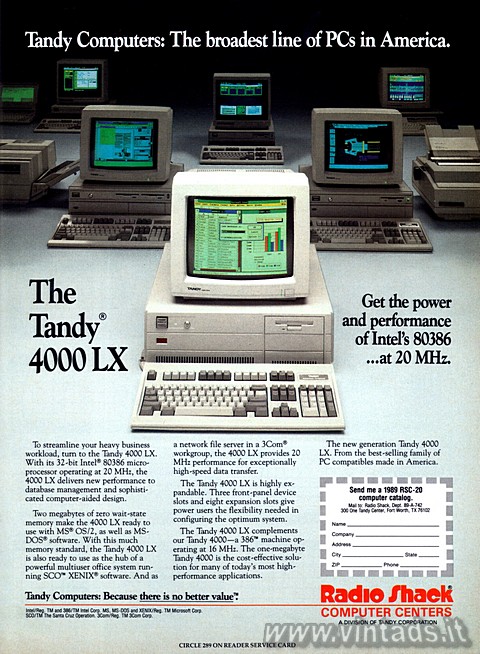 Tandy Computers: The broadest line of PCs in America.
The Tandy 4000 LX
Get th