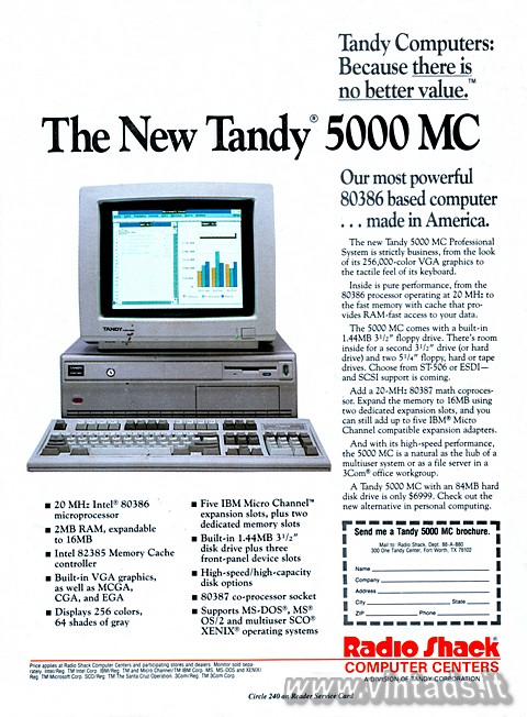 Tandy Computers: Because there is no better value.™

The New Tandy® 5000 MC
