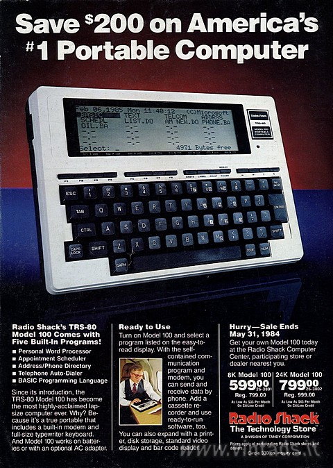 Save $200 on America's #1 Portable Computer

Radio Shack's TRS-80 Mode