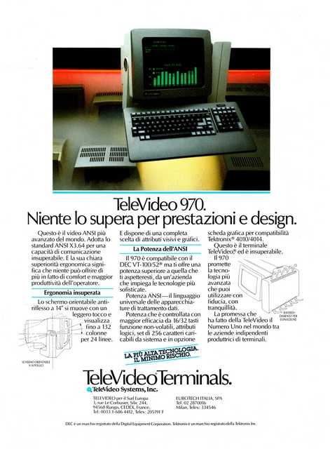 3232x4389 JPG TeleVideo 970.
Niente lo supera per prestazioni e design.
Questo è il video AN