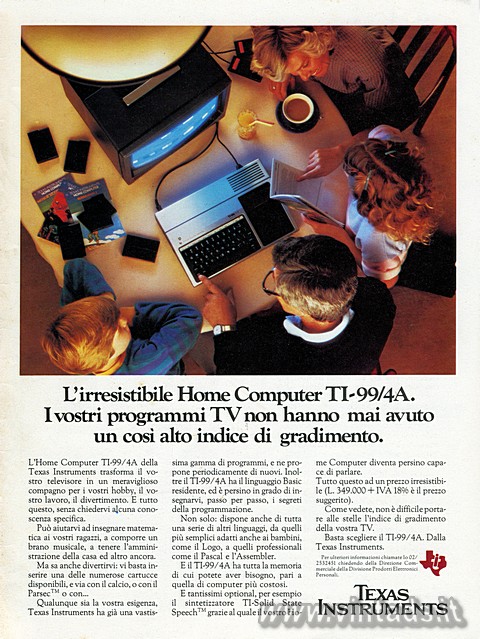 L'irresistibile Home Computer TI-99/4A.
I vostri programmi TV non hanno mai