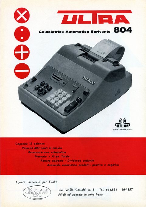ULTRA
Calcolatrice Automatica Scrivente 804
Oerl