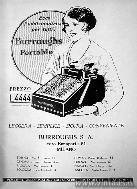 Ecco l’addizionatrice per tutti Burroughs portable