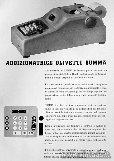 ADDIZIONATRICE OLIVETTI SUMMA
Alla creazione di S