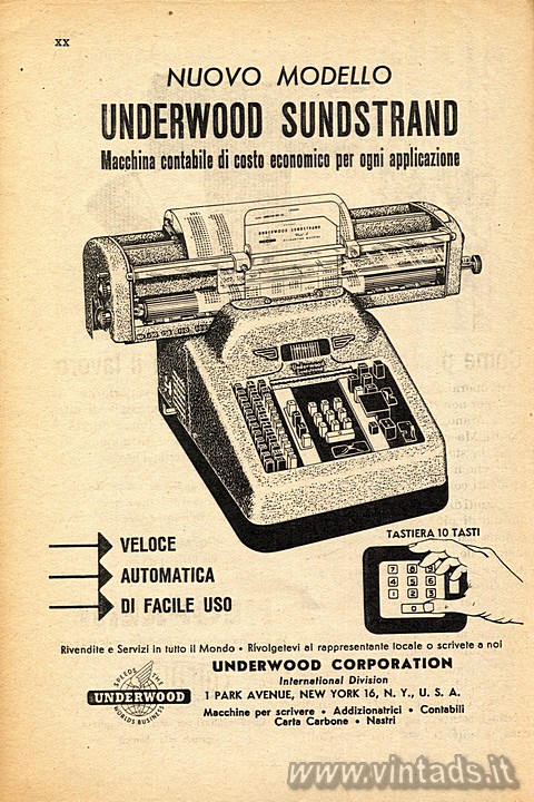 NUOVO MODELLO
UNDERWOOD SUNDSTRAND
Macchina cont