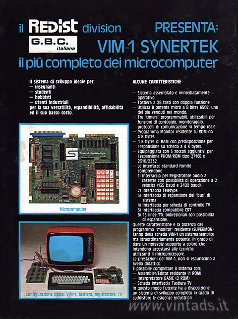 il ReDiSt G.B.C. italiana division PRESENTA:
VIM-1 SYNERTEK
il pi completo de