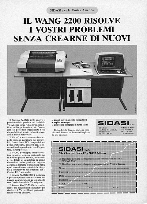 3158x4369 JPG SIDASI per la Vostra Azienda
IL WANG 2200 RISOLVE
I VOSTRI PROBLEMI
SENZA CRE