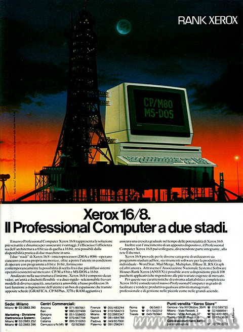 Xerox 16/8.
Il Professional Computer a due stadi.

Il nuovo Professional Comp