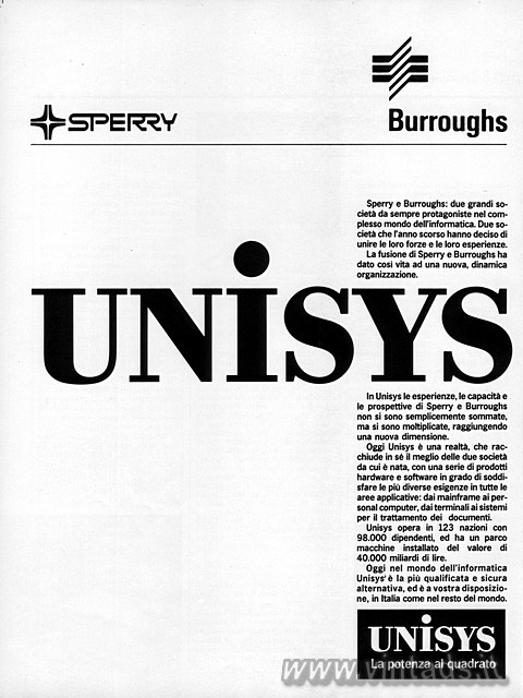 SPERRY	Burroughs

Sperry e Burroughs: due grandi società da sempre protagonist